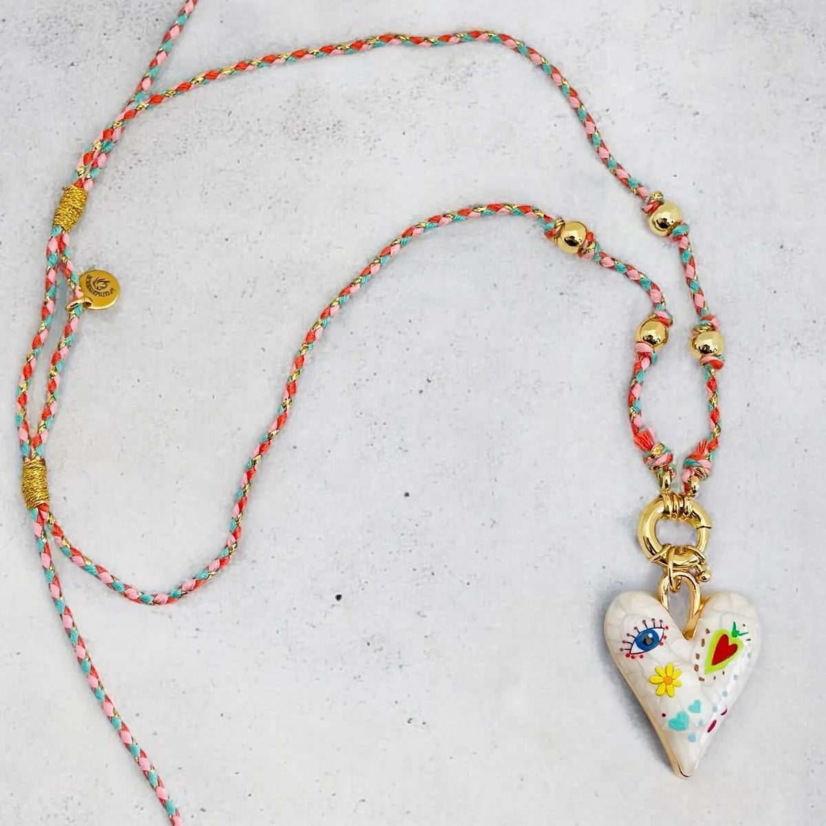 Estate koordketting met hartvormige hanger