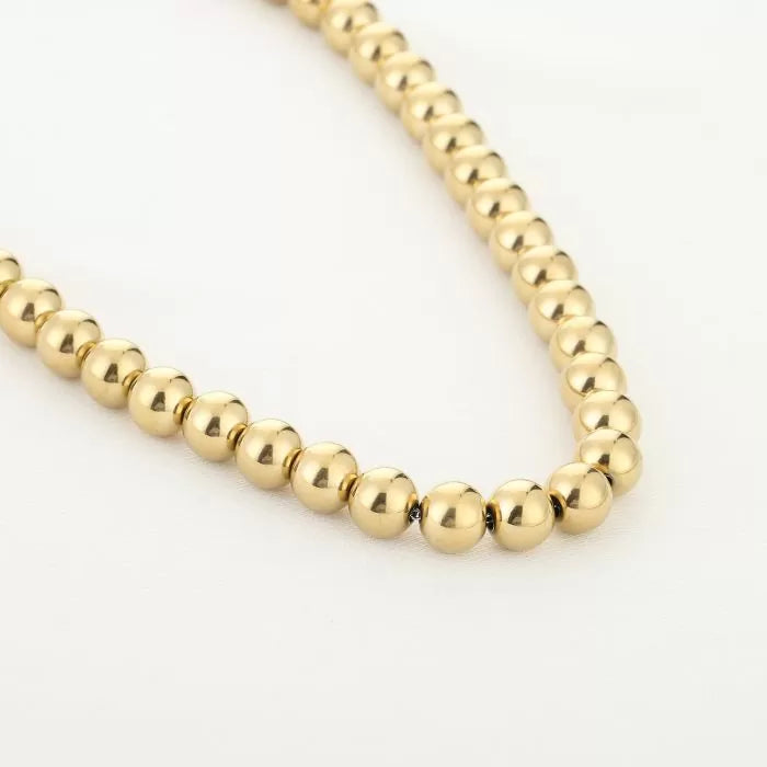 10mm RVS kralen halsketting. verkleurd niet.
