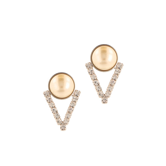 OTAZU Forever V Earrings  Rhodium Cadeau, Gratis 0,5 gram Oogschaduw Aventurijn Copper.