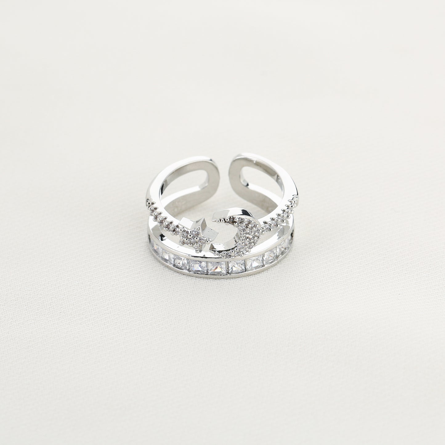 Michelle Bijou Strass ring zilver