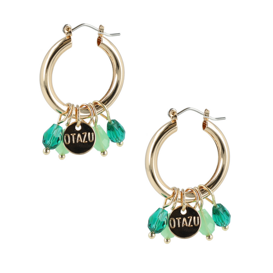OTAZU Green Hoops Oorbellen Cadeau 1,5 gr.oogschaduw