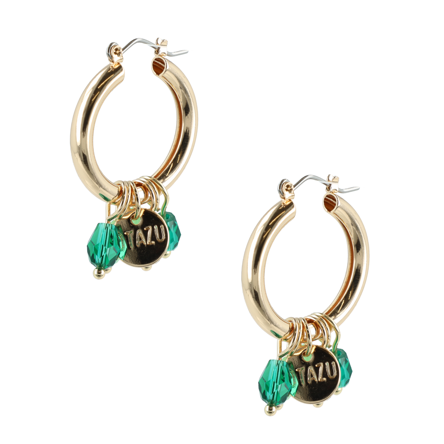 OTAZU Green Hoops Oorbellen Cadeau 1,5 gr.oogschaduw