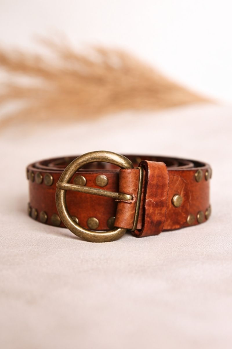 BREDE BRUINE LEREN RIEM CIRIUS MET STUDS