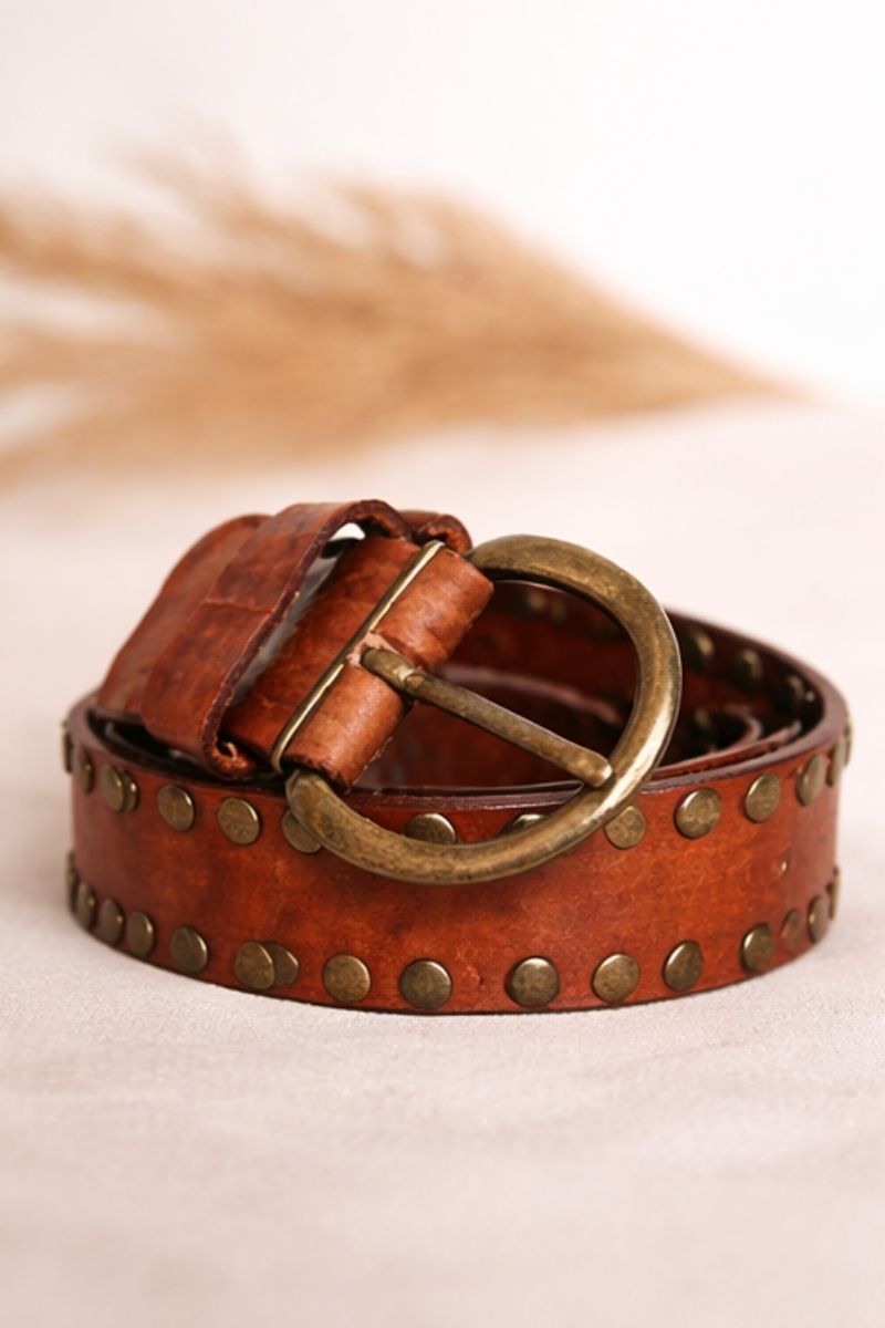 BREDE BRUINE LEREN RIEM CIRIUS MET STUDS