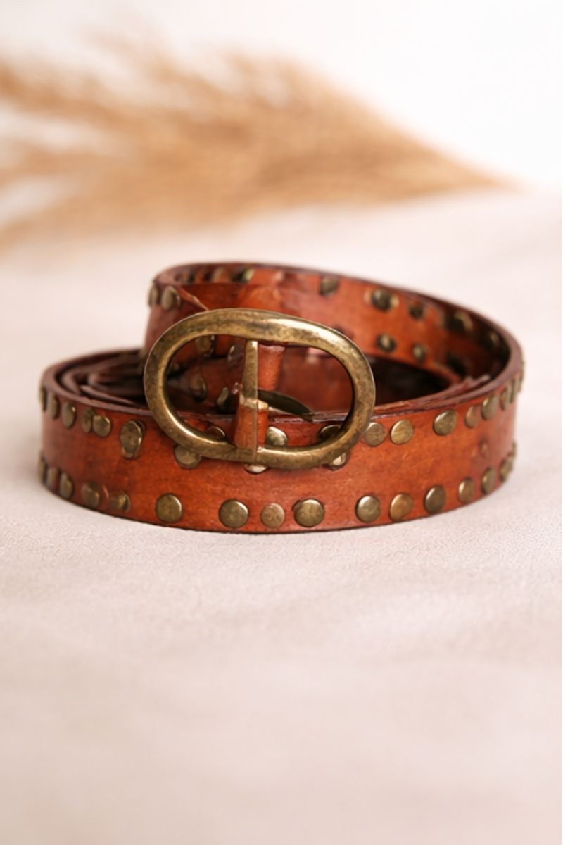 BREDE BRUINE LEREN RIEM CIRIUS MET STUDS