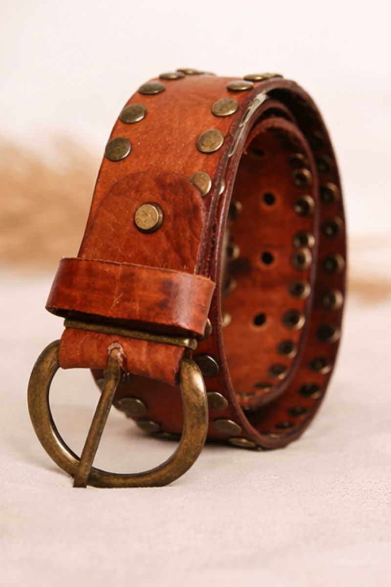 BREDE BRUINE LEREN RIEM CIRIUS MET STUDS