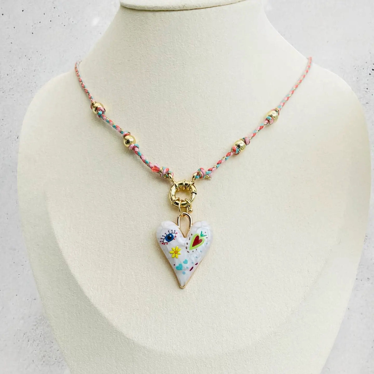 Estate koordketting met hartvormige hanger