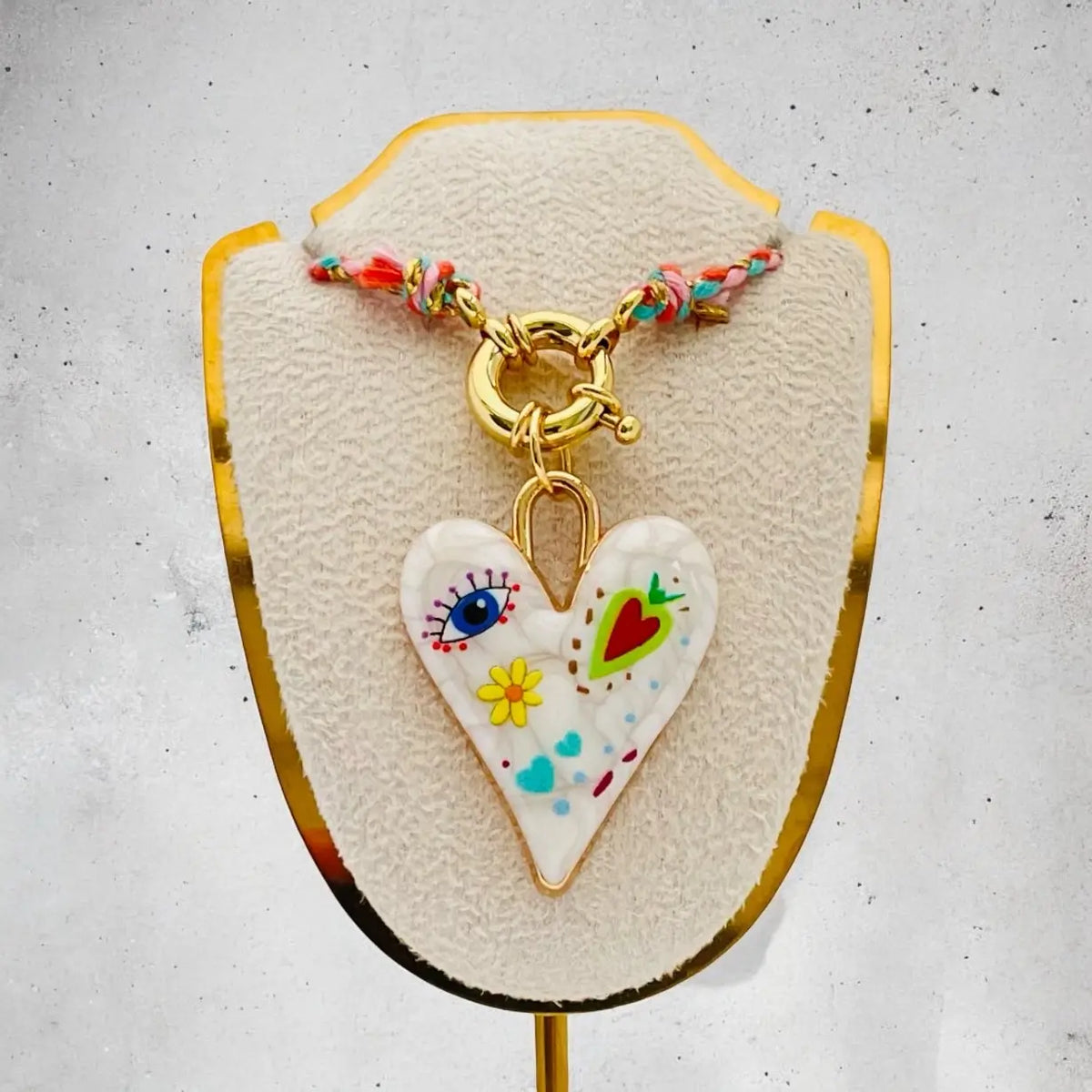 Estate koordketting met hartvormige hanger