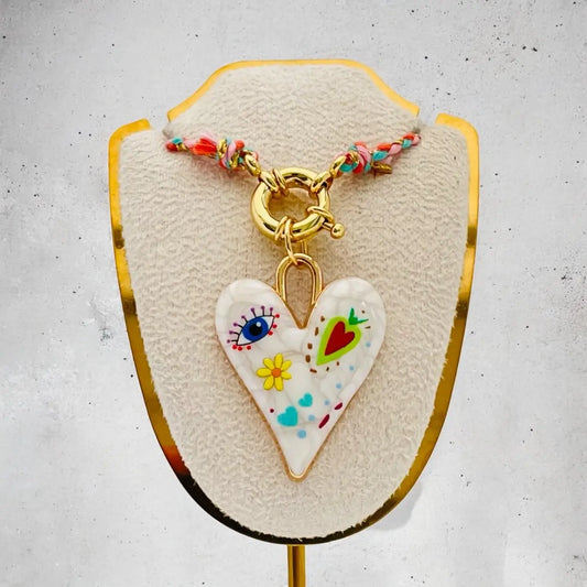 Estate koordketting met hartvormige hanger