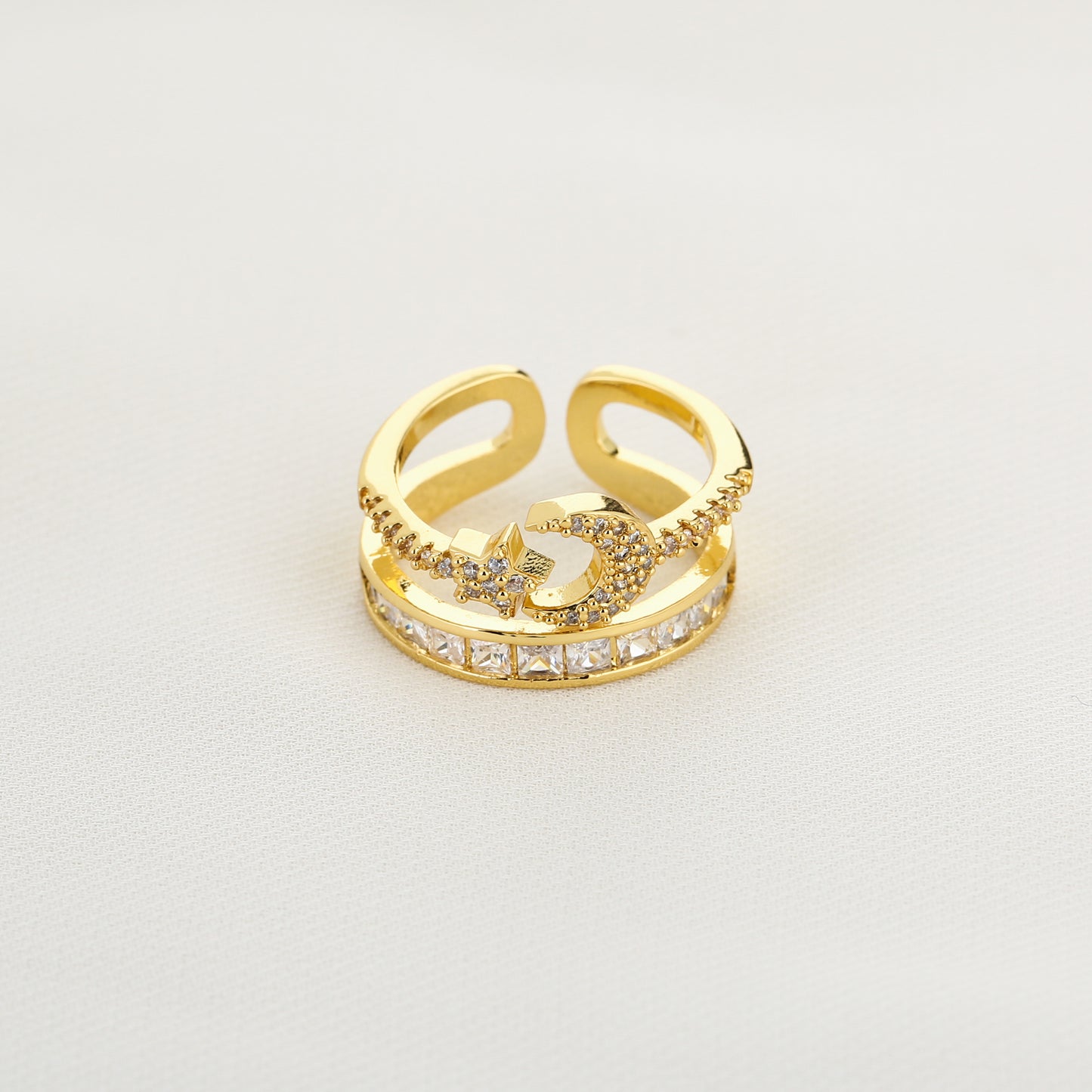 Michelle Bijou Strass Ring goud.